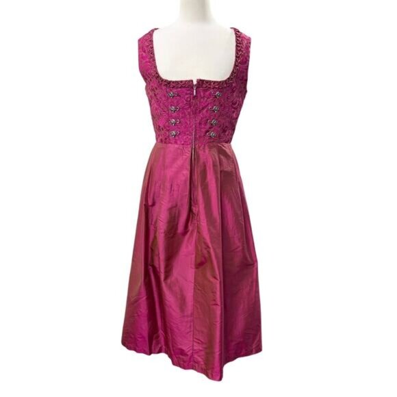 Original Steindl Dress Size M German 100% Silk Dirndl Oktoberfest Milk Maid Pink - Picture 1 of 16